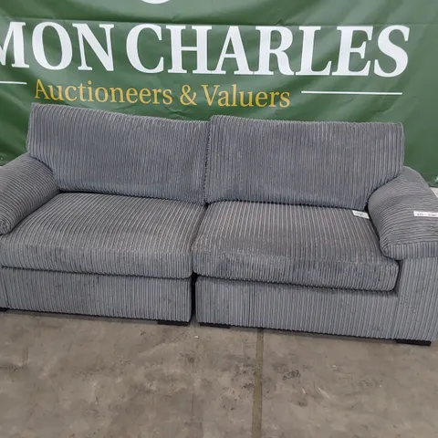 DESIGNER THREE SEATER SOFA GREY JUMBO CHORD 