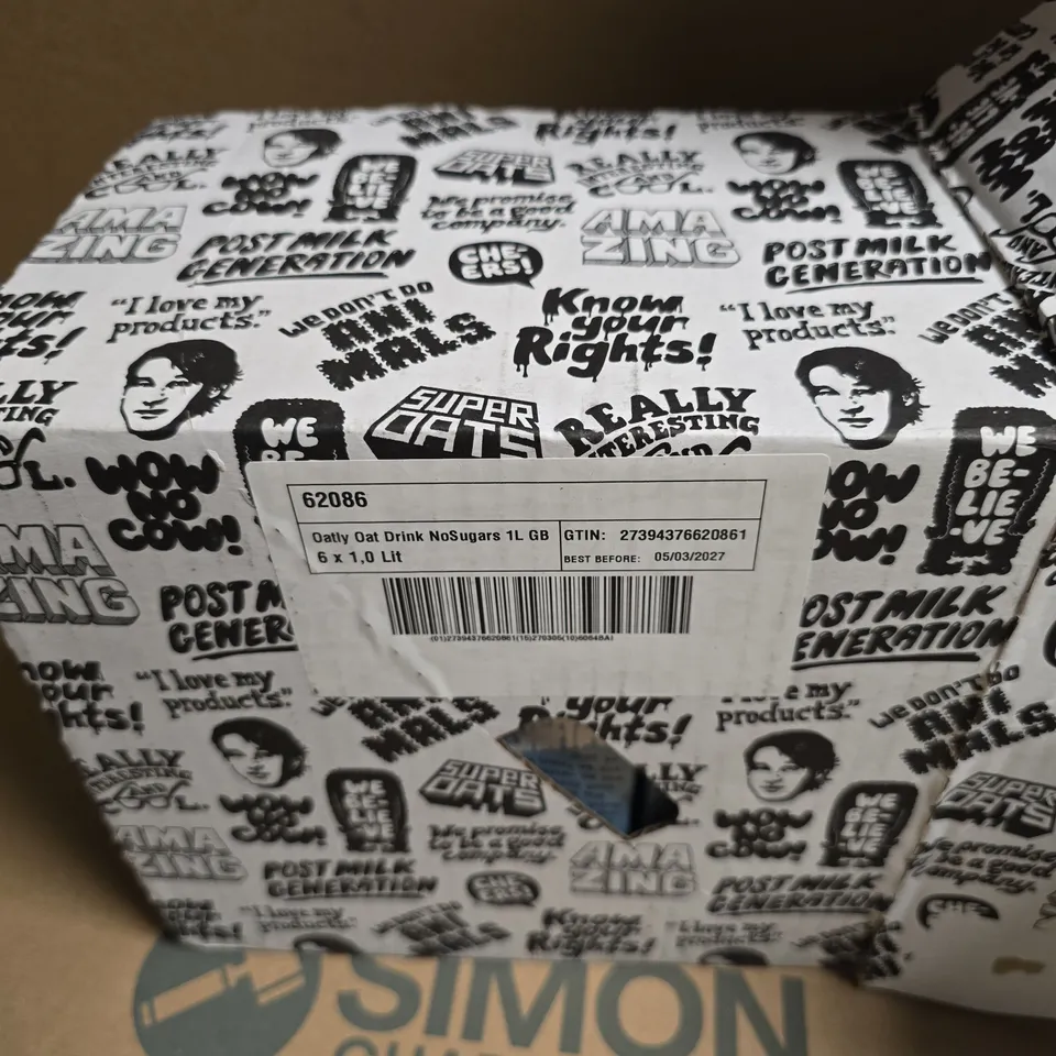 OATLY OAT DRINK NO SUGARS 1L X6 – BULK PACK (UK) - BEST BEFORE 5/3/2027
