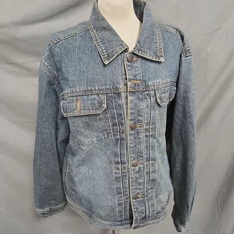 ZENG YANG LMFAO PRINT DENIM JACKET IN ANTIQUE WASH SIZE 4XL