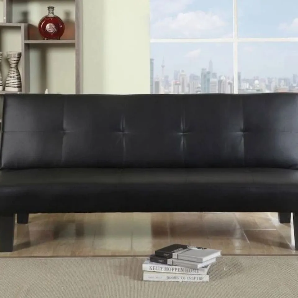 BOXED BIRLEA FRANKLIN SOFA BED - BLACK FAUX LEATHER