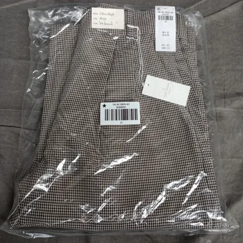 BAGGED ABERCROMBIE & FITCH HOUNDSTOOTH TAILORED TROUSERS – SIZE 25 REGULAR