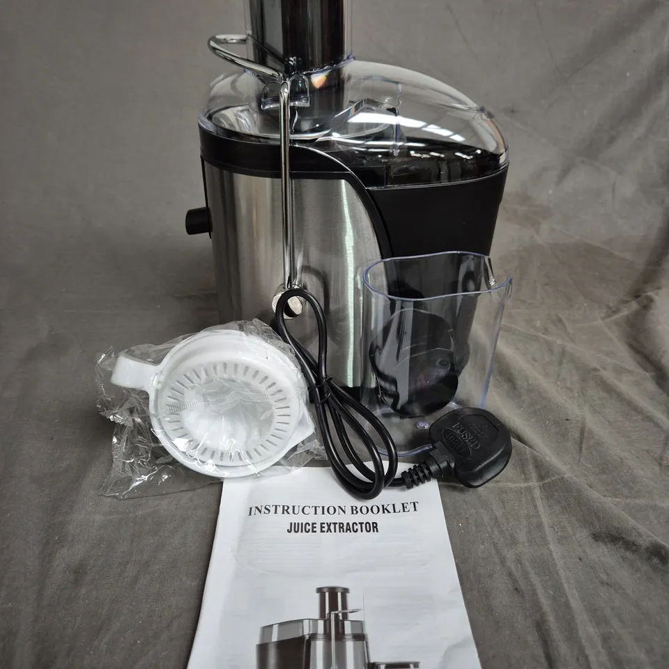 JUICE EXTRACTOR (JUICER) – STAINLESS STEEL & BLACK, WITH INSTRUCTION BOOKLET