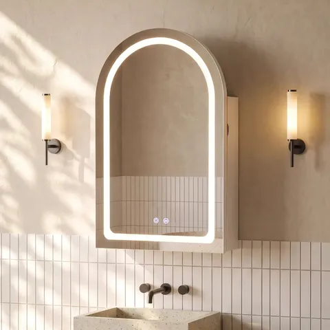 BOXED ARCADIA ARCHED LED MIRROR CABINET