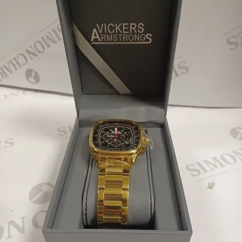 BOXED VICKERS ARMSTRONGS CLASSIQUE QUARTZ MOVEMENT GOLD COLOUR STAINLESS STEEL CHAIN LINK WATCH