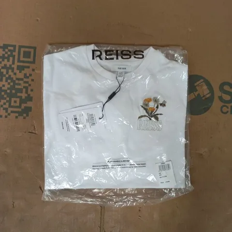 BAGGED REISS KID'S DEAN DANDELION LOGO T-SHIRT IN WHITE SIZE 5-6 YEARS
