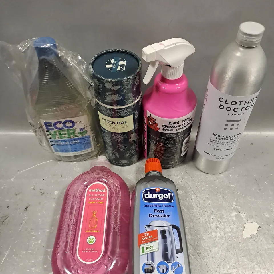 APPROXIMATELY 10 ASSORTED HOUSEHOLD PRODUCTS TO INCLUDE FAST DESCALER, ALL FLOOR CLEANER, DEMON SHINE ETC - COLLECTION ONLY 