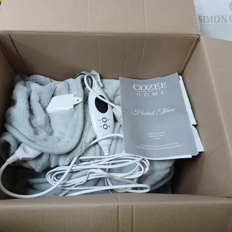 BOXED COZEE HOME VELVETSOFT HEATED THROW IN LIGHT GREY