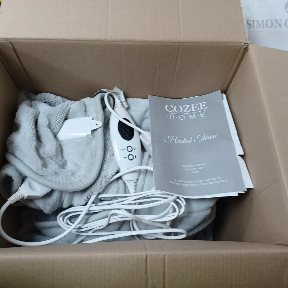 BOXED COZEE HOME VELVETSOFT HEATED THROW IN LIGHT GREY