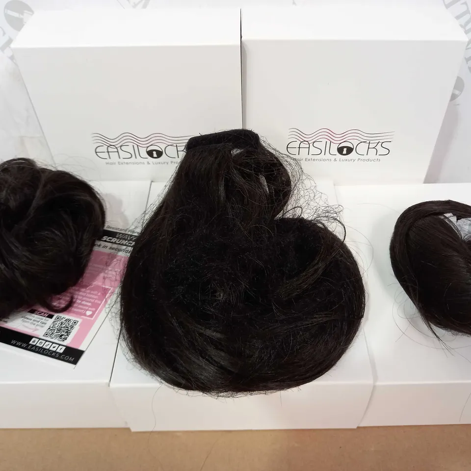 EASILOCKS HAIR BUNDLE OF 5 BOXES: DARK CHOCOLATE: 1 X 16" PONYTAIL, 2 X SCRUNCHIE, 2 X FRINGE