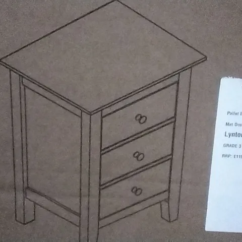 BOXED LYNTON 3 DRAWER BESIDE GREY - H71 X W49 X D40 CM