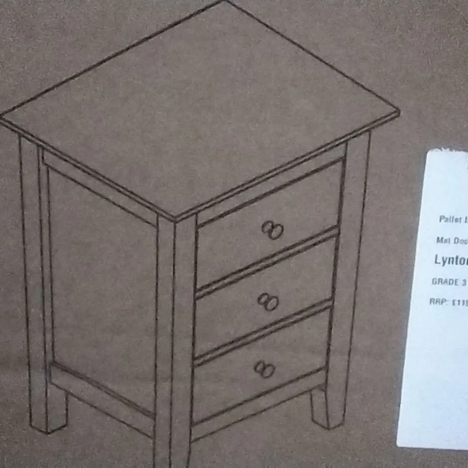 BOXED LYNTON 3 DRAWER BESIDE GREY - H71 X W49 X D40 CM