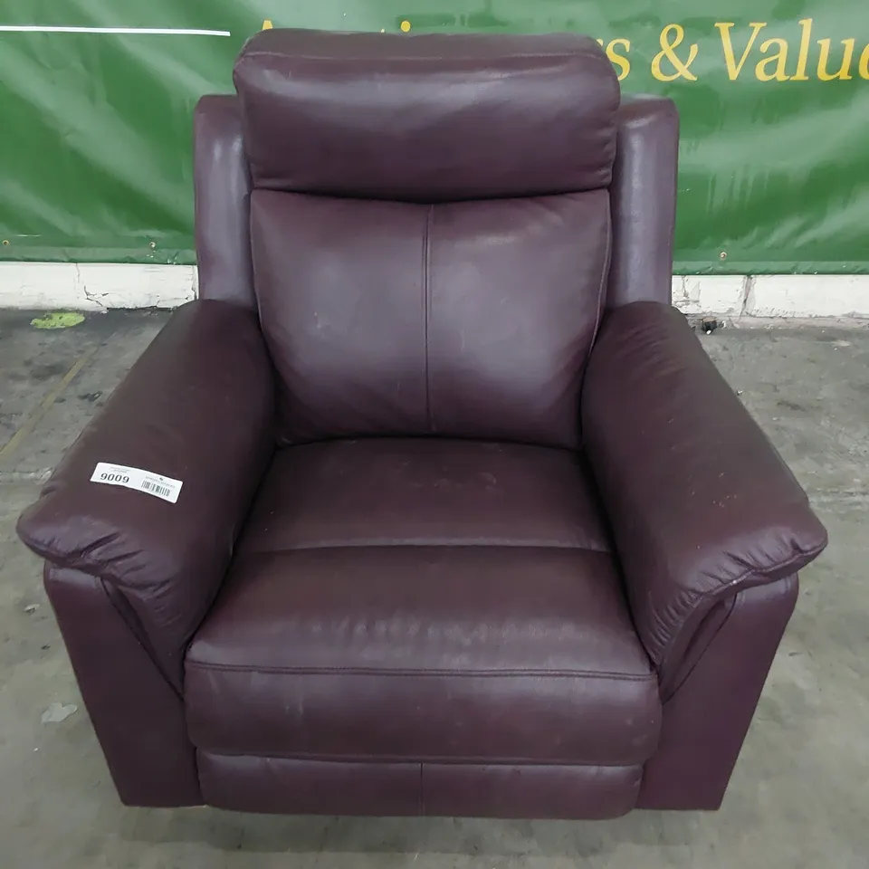DESIGNER POWER RECLINING EASY CHAIR OX BLOOD LEATHER 