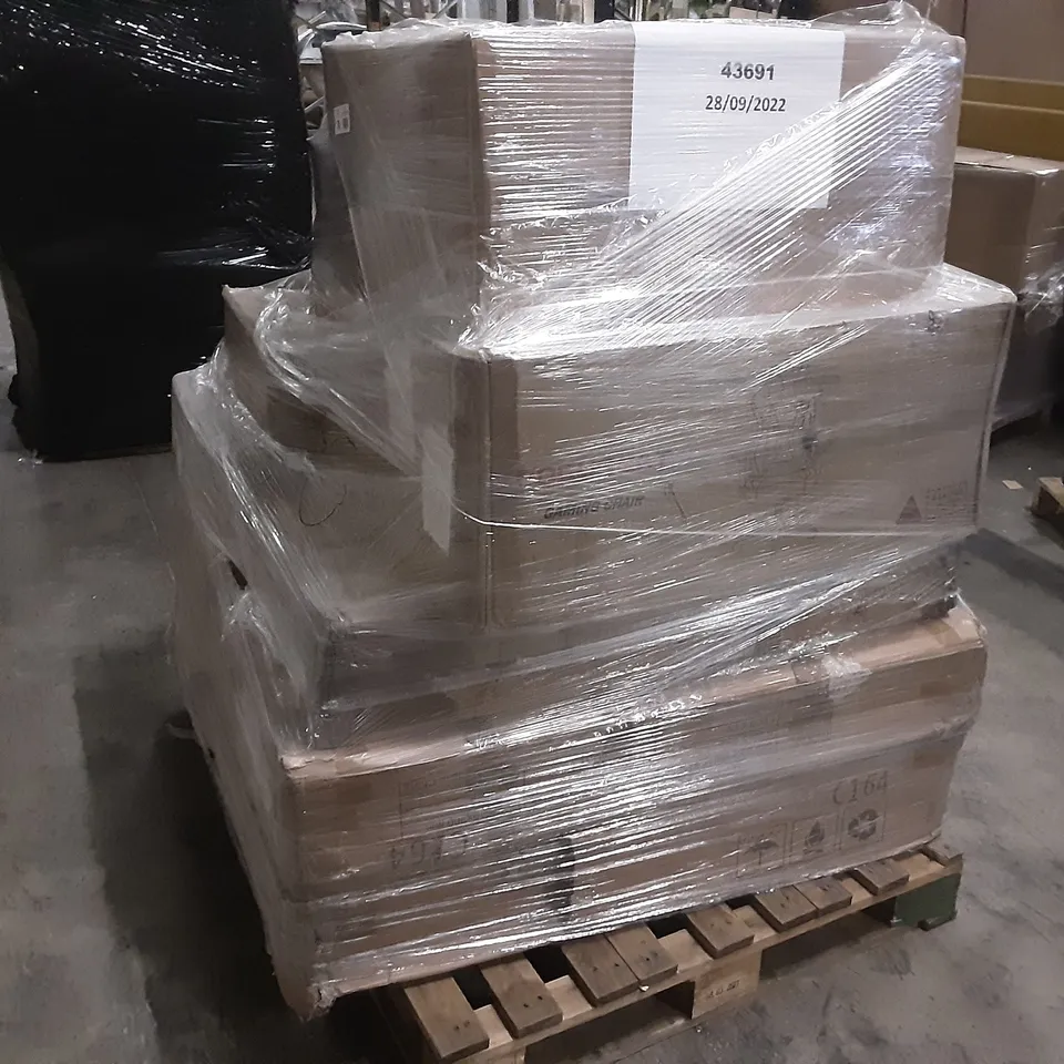 PALLET OF ASSORTED PRODUCTS INCLUDING DRIPEX OFFICE CHAIR, FOCUSEAT GAMING CHAIR, MI. DESKNCHAIR  