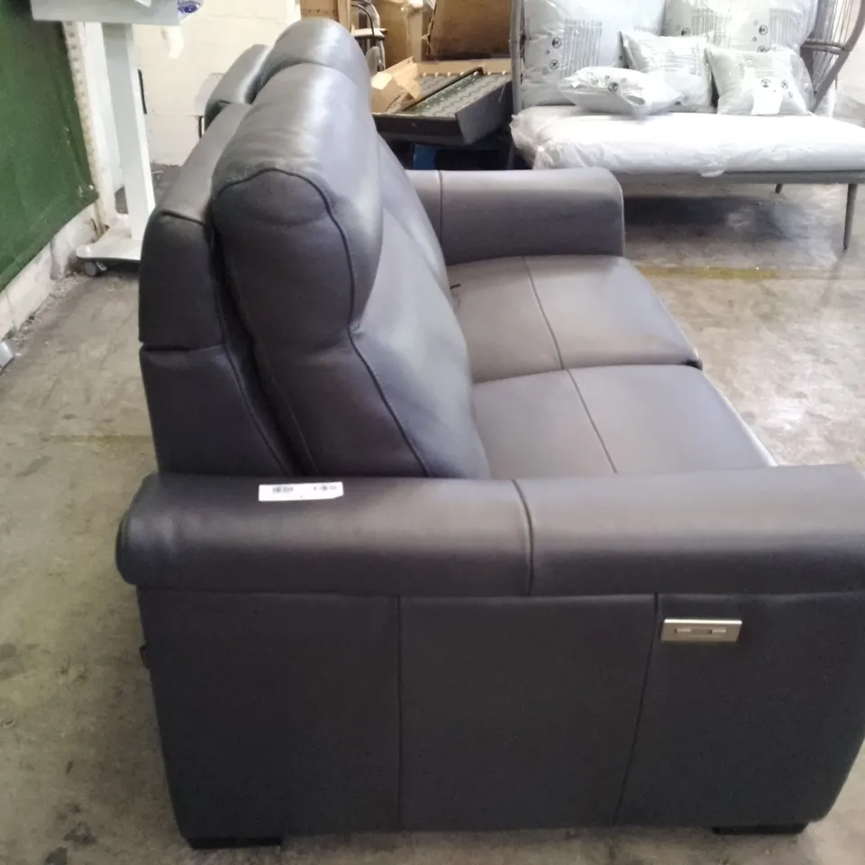 QUALITY ITALIAN DESIGNER GARDA ELECTRIC LOVESEATS - DARK GREY LEATHER