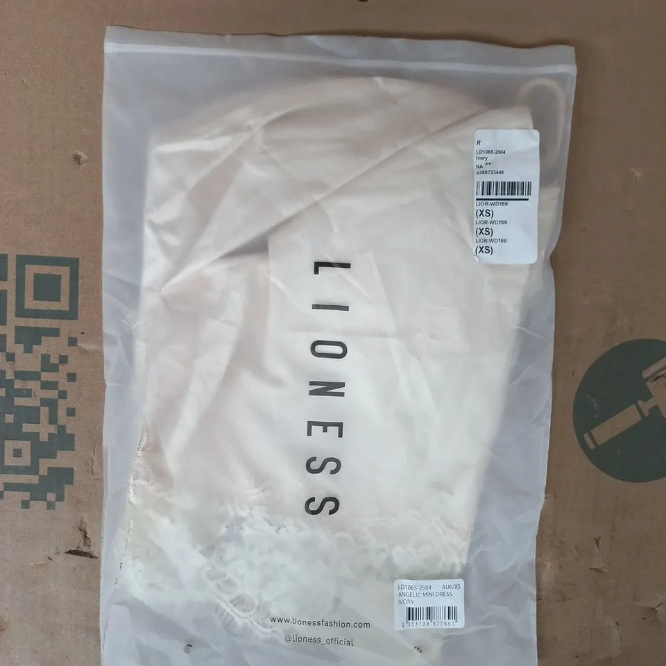 BAGGED LIONESS ANGELIC MINI DRESS IN IVORY SIZE XS