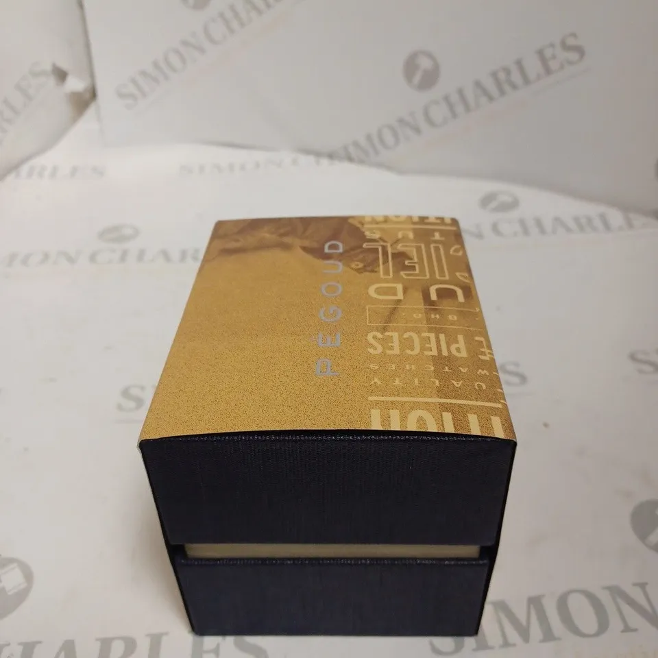 BOXED PEGOUD STAINLESS STEEL GENUINE LEATHER WATCH NAVY 