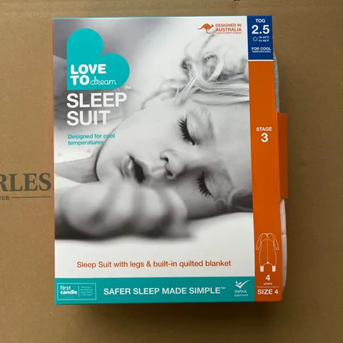 LOVETOSLEEP SLEEPSUIT AGE 4 YEARS