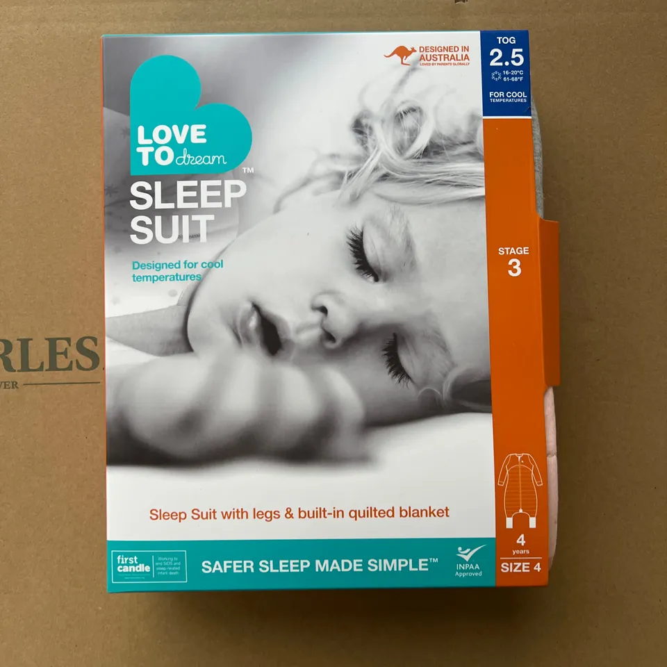 LOVETOSLEEP SLEEPSUIT AGE 4 YEARS