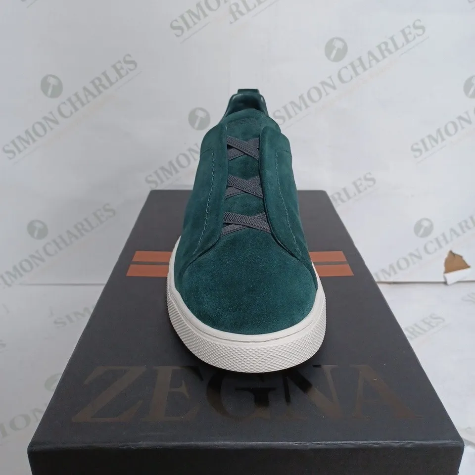ZEGNA TRIPLE STITCH MOSS GREEN TRAINERS - US 9 
