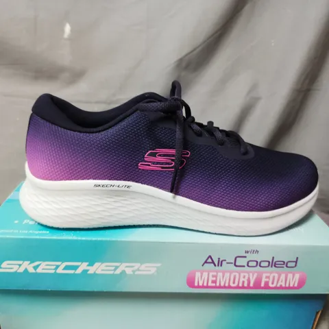 SKECHERS SNEAKERS WITH AIR-COOLED MEMORY FOAM – NAVY/PURPLE - SIZE 6