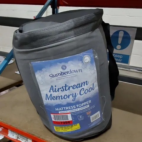 BAGGED SLUMBERDOWN AIRSTREAM MEMORY COOL MATTRESS TOPPER // SIZE: SINGLE 