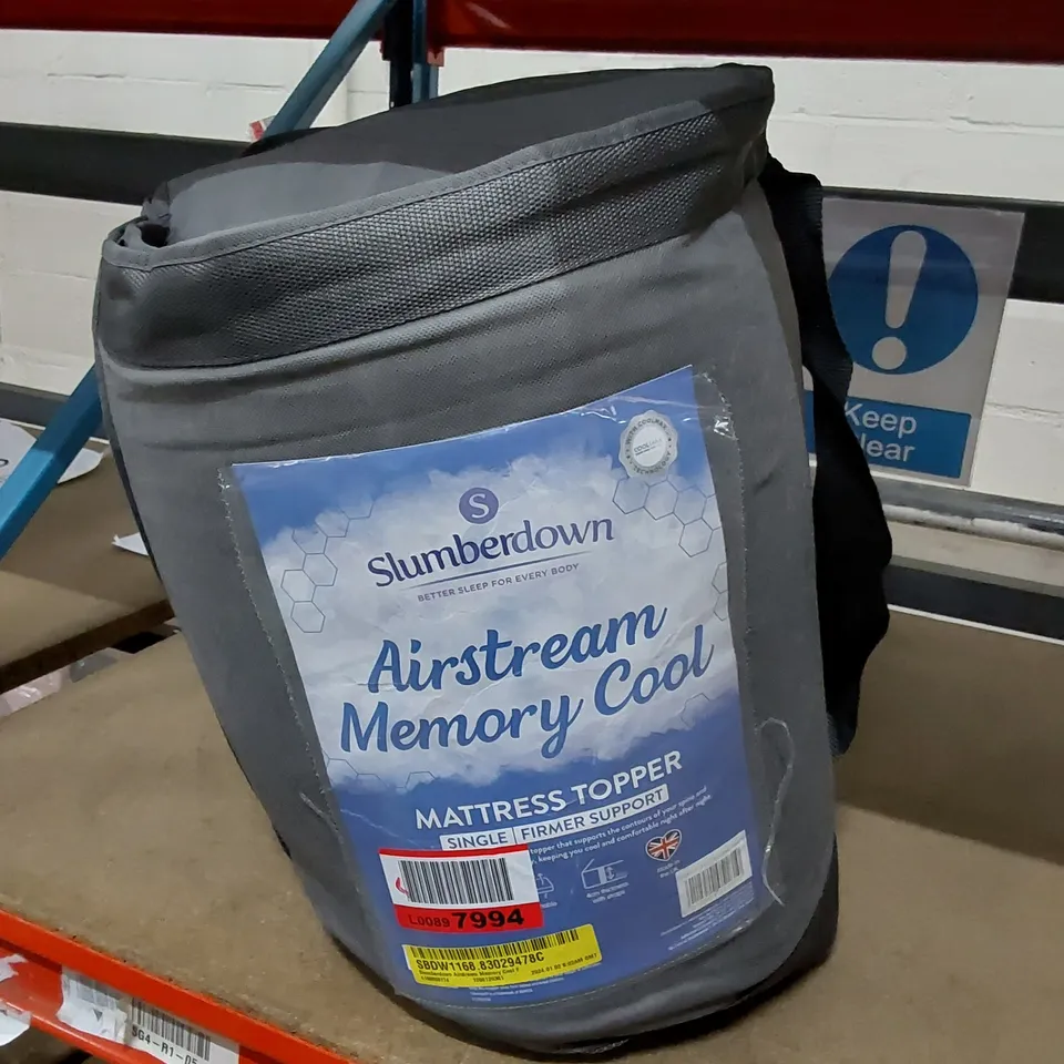 BAGGED SLUMBERDOWN AIRSTREAM MEMORY COOL MATTRESS TOPPER // SIZE: SINGLE