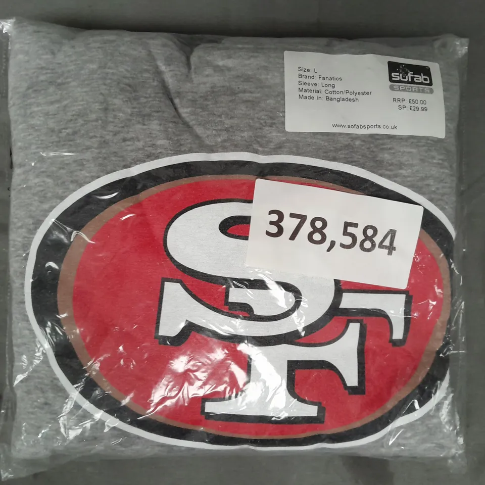 FANATICS SAN FRANSISCO 49ERS LONG SLEEVE TOP IN GREY SIZE LARGE