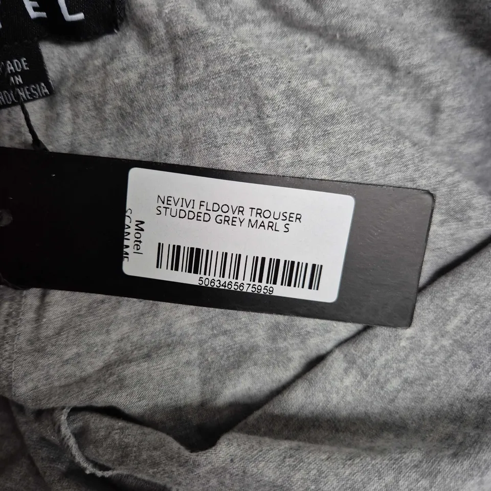 MOTEL STUDDED GREY MARL TROUSERS – SIZE S