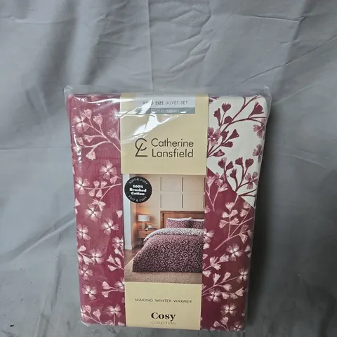 CATHERINE LANSFIELD BRUSHED 100% COTTON GRACE FLORAL LEAF DUVET SET - KING SIZE