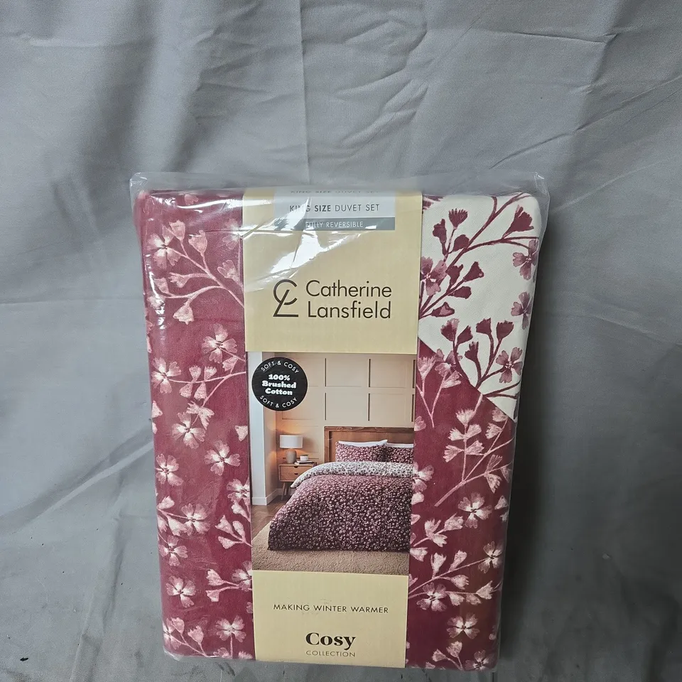 CATHERINE LANSFIELD BRUSHED 100% COTTON GRACE FLORAL LEAF DUVET SET - KING SIZE