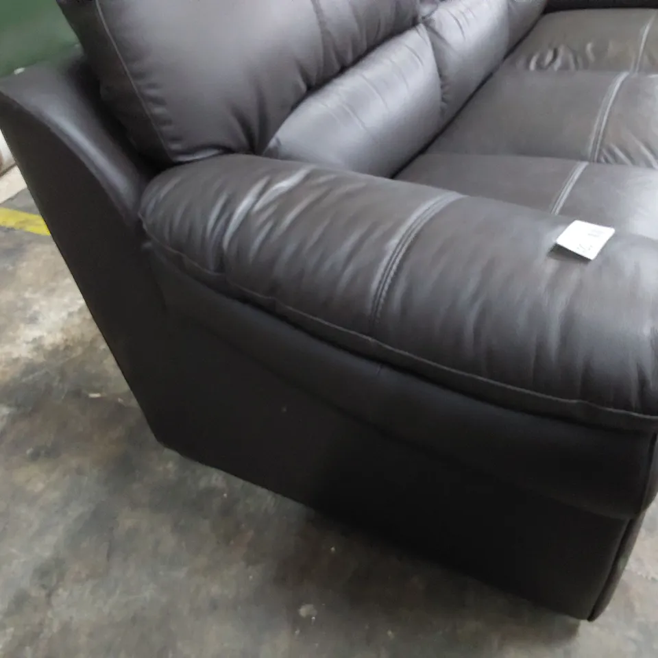 DESIGNER THREE SEATER SOFA CHARCOAL LEATHER 