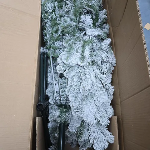 8FT FLOCKED EMPEROR CHRISTMAS TREE WITH METAL STAND