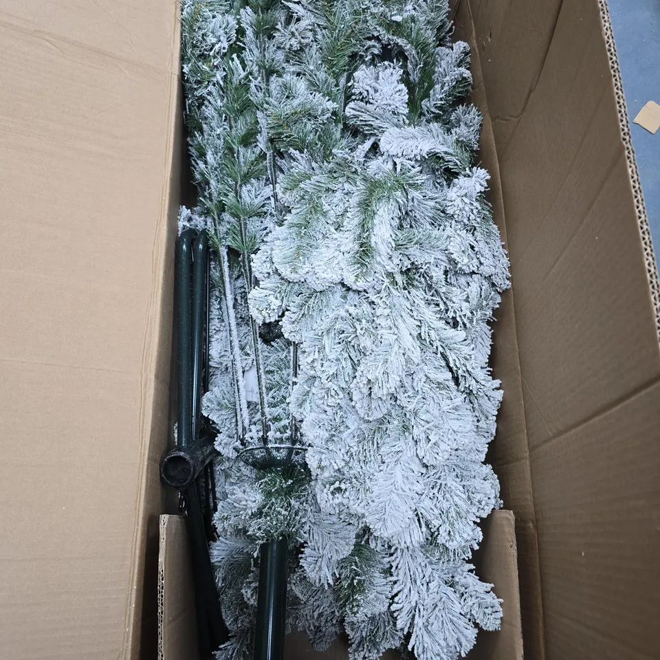 8FT FLOCKED EMPEROR CHRISTMAS TREE WITH METAL STAND