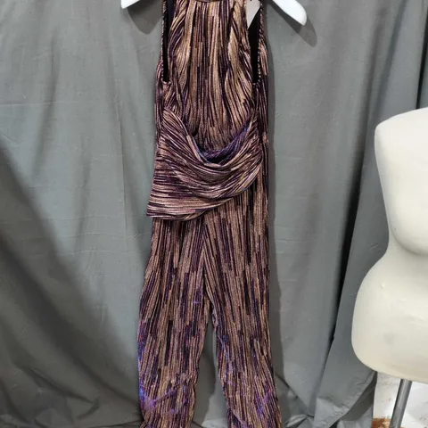 WOMEN'S METALLIC DRAPED JUMPSUIT – BRONZE & PURPLE SIZE 8