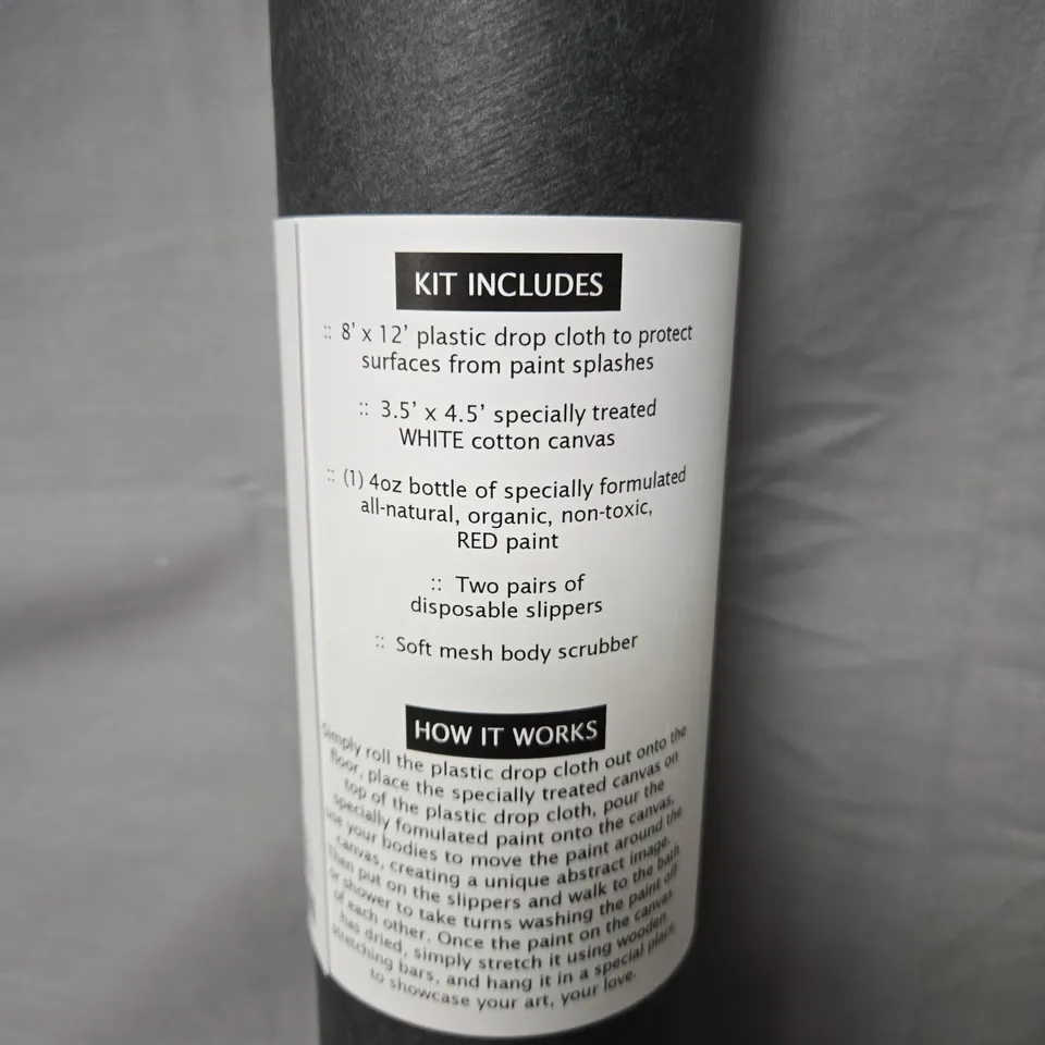 LOVE IS ART KIT – ABSTRACT COUPLES PAINTING SET WITH DROP CLOTH, CANVAS & RED PAINT