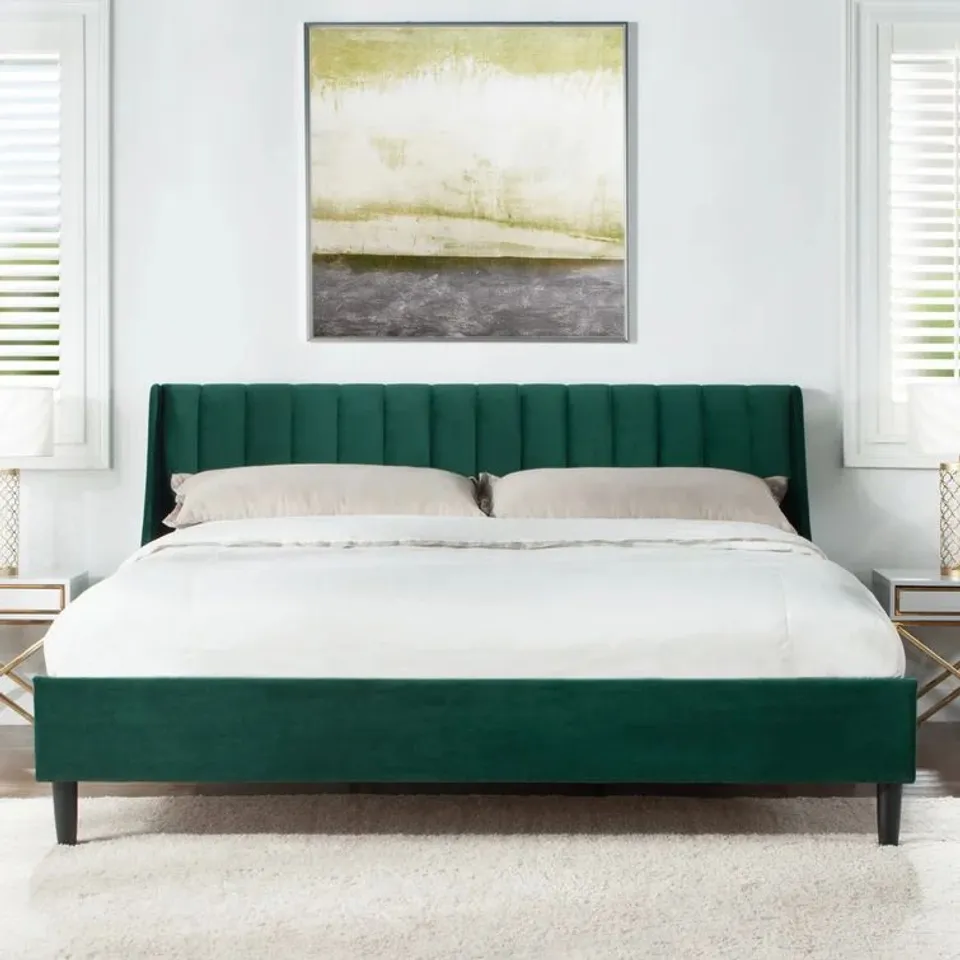 DARWIN UPHOLSTERED PLATFORM BED COLOUR EVERGREEN