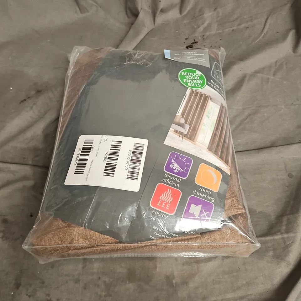 ENHANCED LIVING BLACKOUT THERMAL RINGTOP CURTAINS IN GOODWOOD BRONZE 168X229CM