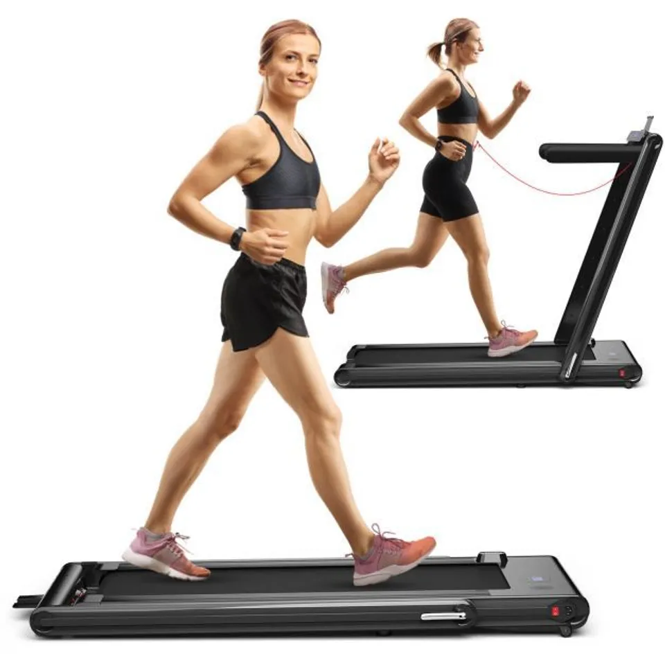 BOXED COSTWAY 2-IN-1 FOLDING UNDER DESK TREADMILL WITH DUAL LED DISPLAY (1 BOX)