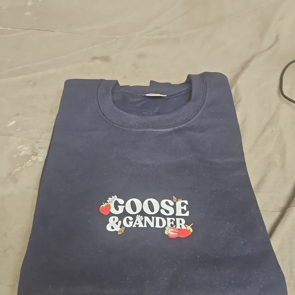 GOOSE & GANDER NAVY SWEATSHIRT – UK SIZE LARGE (L)