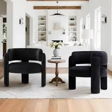 BOXED COLAMY MODERN VELVET ACCENT CHAIRS SET OF 2 - BLACK (1 BOX)