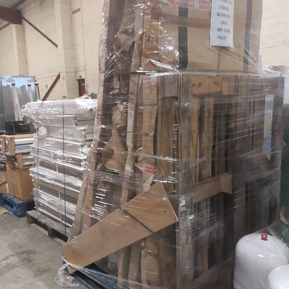 PALLET CONTAINING APPROXIMATELY 12x BATHSTORE TALL STORAGE BATHROOM UNITS