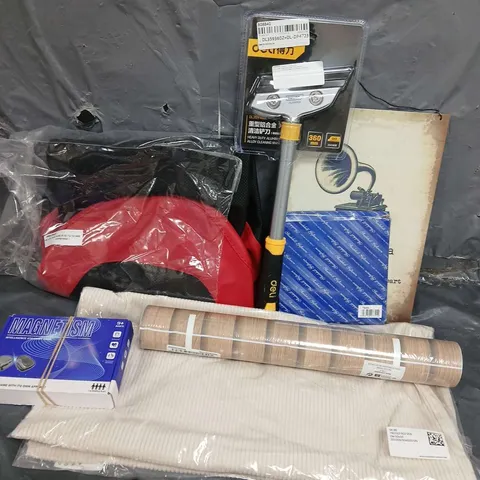 APROXIMATELY 20 ASSORTED HOUSEHOLD ITEMS TO INCLUDE WALLPAPER, INTELLIGENCE STRATEGY GAME, ALLOY CLEANING KNIFE, ETC