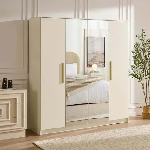 BOXED DUSK DARCEY 4 DOOR WARDROBE - CREAM (4 BOXES)