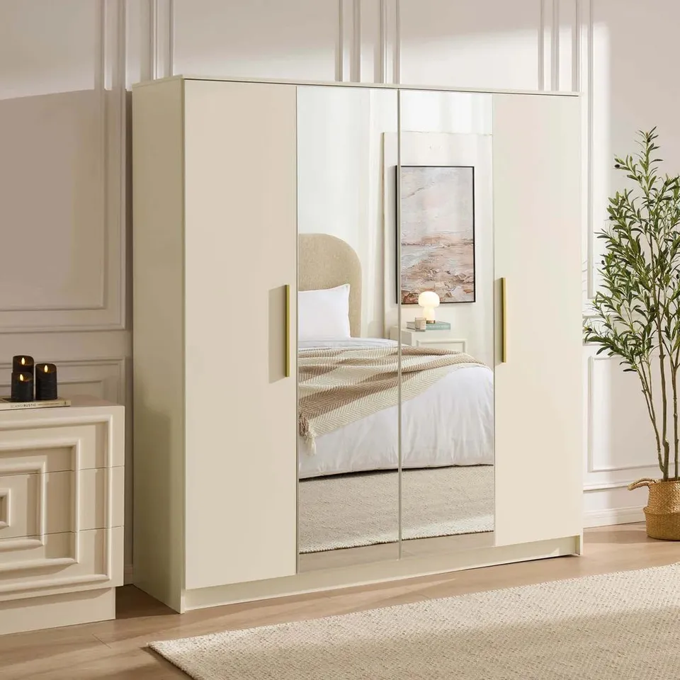 BOXED DUSK DARCEY 4 DOOR WARDROBE - CREAM (4 BOXES)