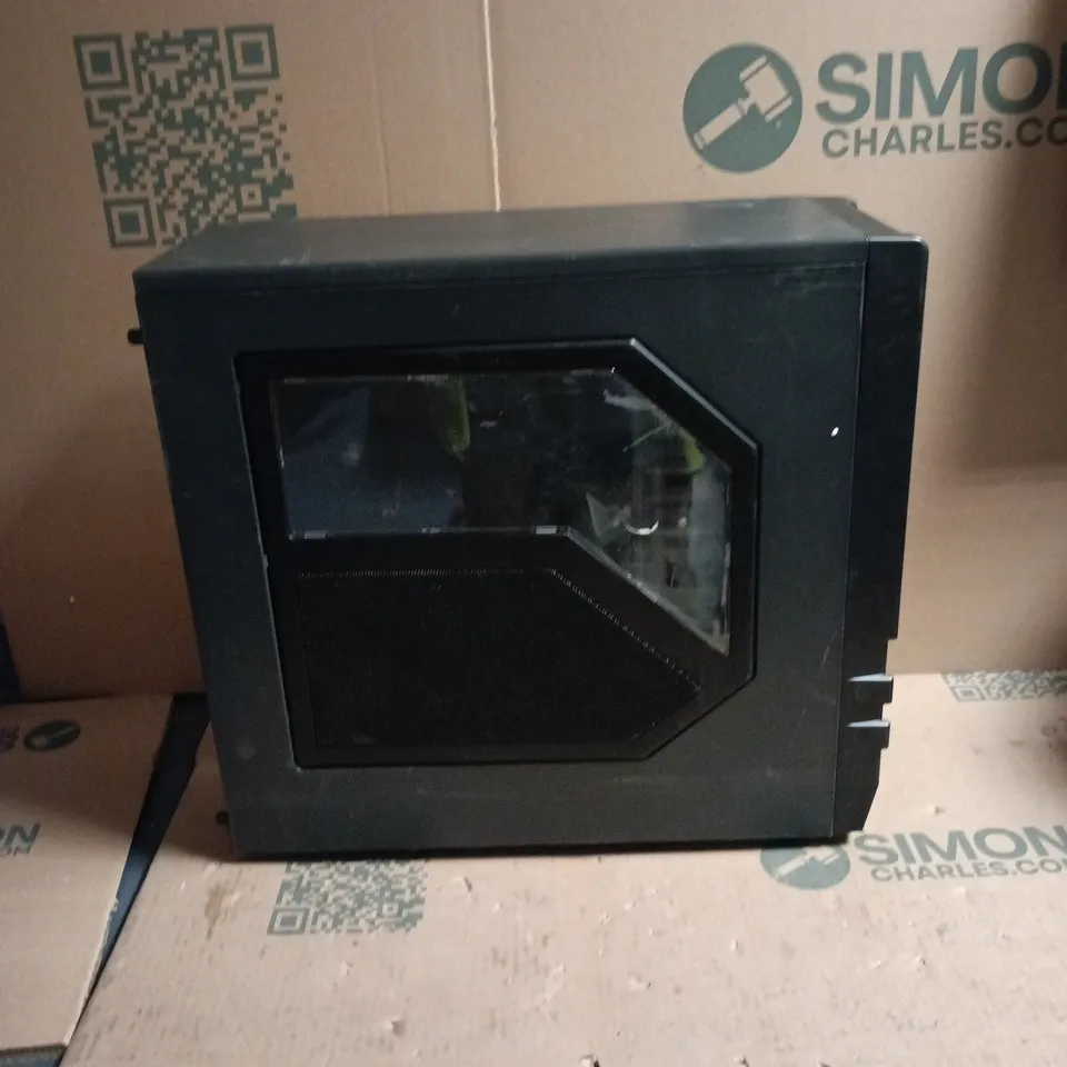 BLACK MID-TOWER PC CASE WITH SIDE WINDOW AND FRONT I/O