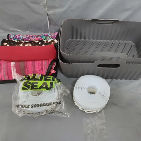 BOX OF APROX 15 ITEMS TO INCLUDE GLASSES - 2 PIECE AIR FRYER BASKET SET - ALIEN SEAL SET / COLLECTION ONLY