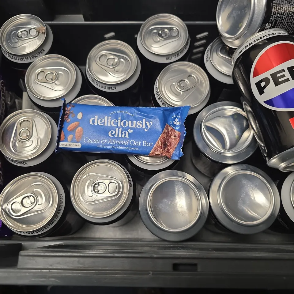 APPROXIMATELY 14 ASSORTED FOOD & DRINK ITEMS TO INCLUDE - CADBURYS BUTTONS , PEPSI MAX , TWINING SUPERBLENDS COLLECTION ETC