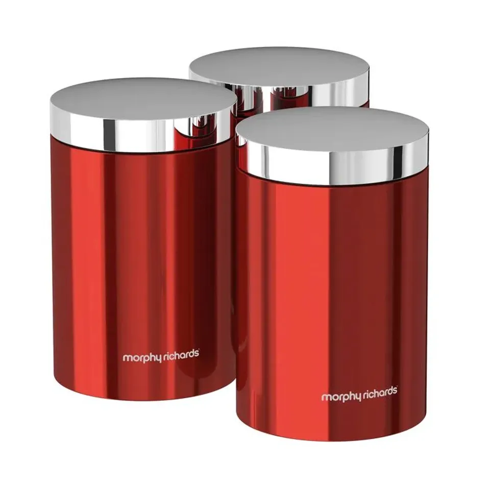 BOXED ACCENTS 3 PIECE KITCHEN CANISTER SET RED