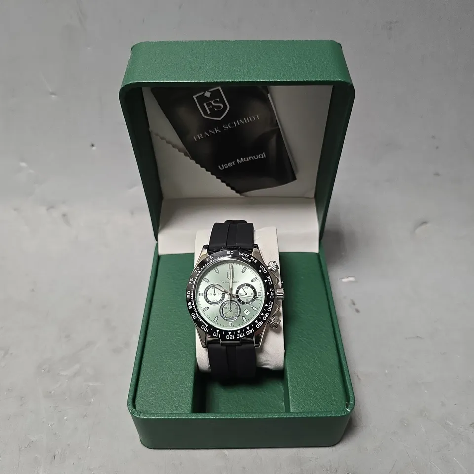 FRANK SCHMIDT WATCH – MULTI FUNCTION SUB DIALS WITH DATE – HQ RUBBER SPORTS STRAP – 3ATM WATER RESISTANT – GIFT BOX INCLUDED