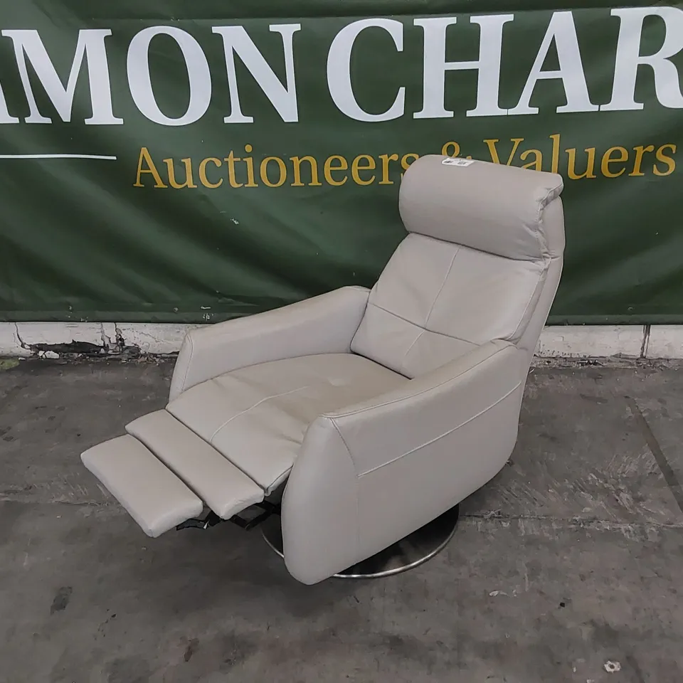 DESIGNER ITALIAN MADE VIRGO SWIVEL LEATHER RECLINER CHAIR 